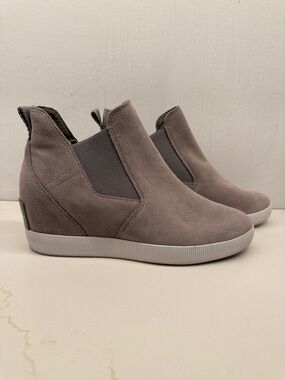 Sorel Taupe Suede Wedge Slip-On Sneakers